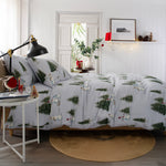 Snowman Printed 100% Brushed Cotton Duvet Cover Set | Single | White