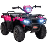 12v Electric Quad Bike For Kids W/ Led Headlights, Music | Pink