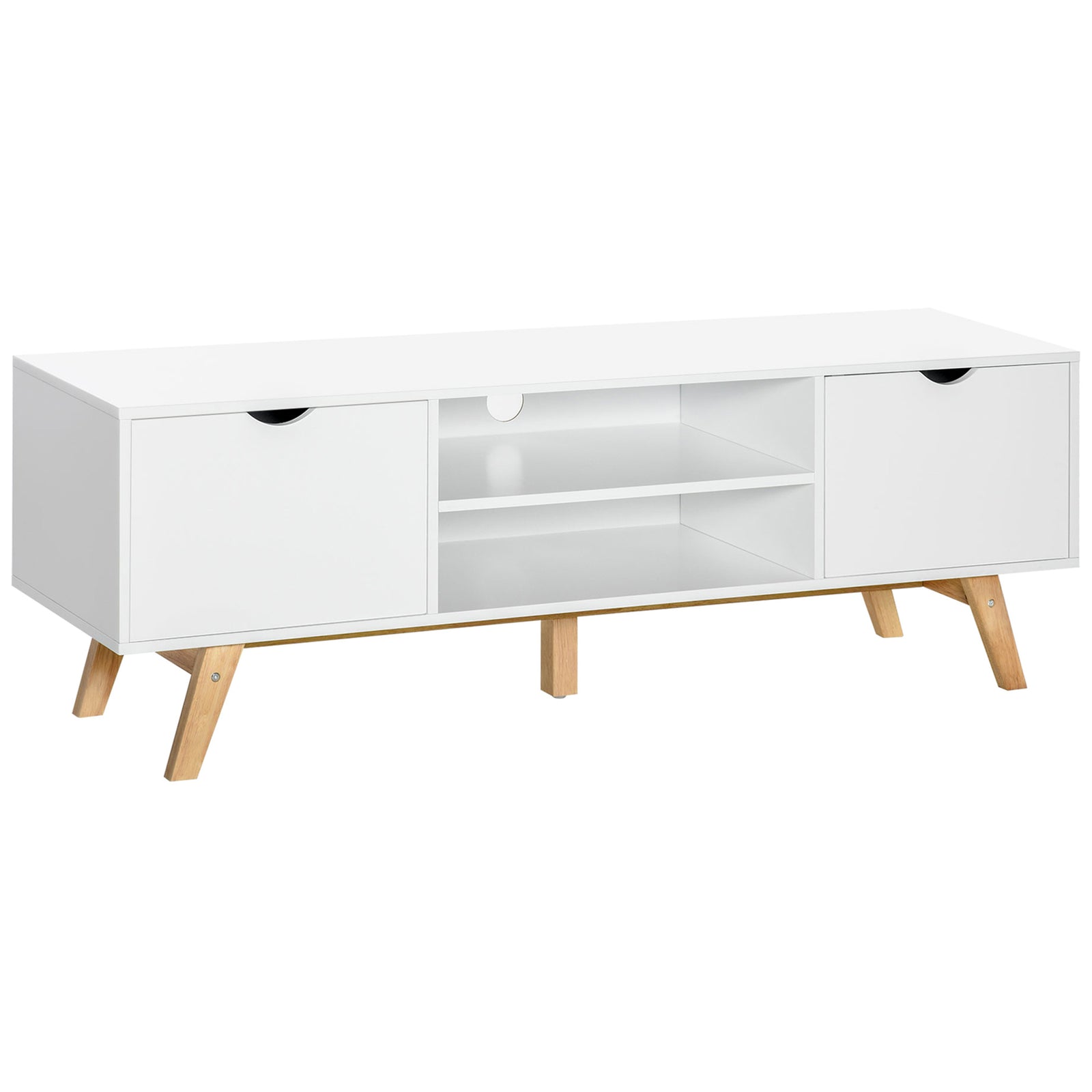 Elegant Tv Stand Storage Unit W/ Wood Legs