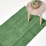 Plain Chenille 100% Cotton  Rug With Natural Trim | 200cm | Dark Olive