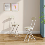 2 Pieces Compact Wooden Folding Chair With Metal Legs | Set of 2 | White