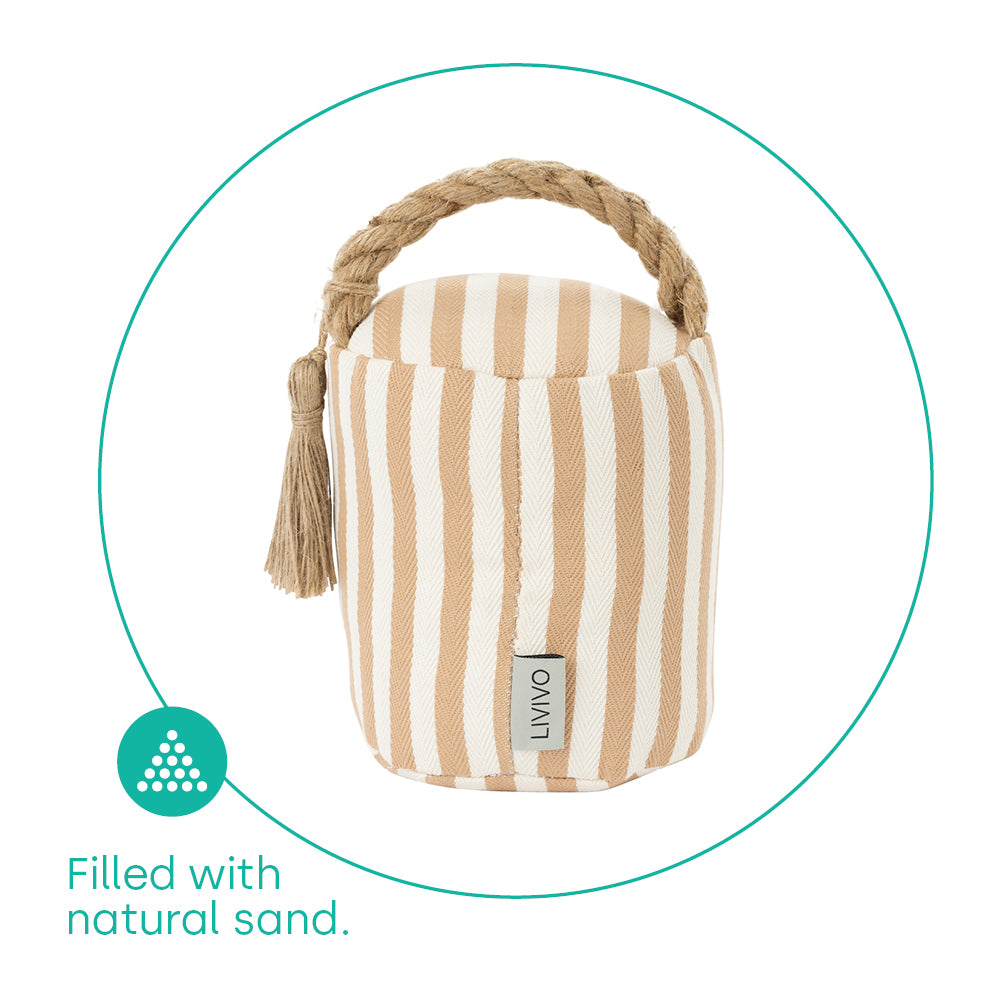 Livivo Weighted Door Stopper - Boho Chic Striped Design 1.5kg Sand-filled With Hemp Handle