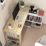 HOMCOM Corner Desk With Rotating Design And Bookshelf