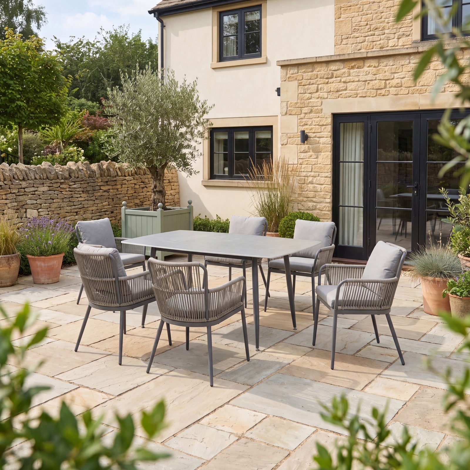 Westcott 6 Seat Garden Dining Set With Rectangular Table | Grey