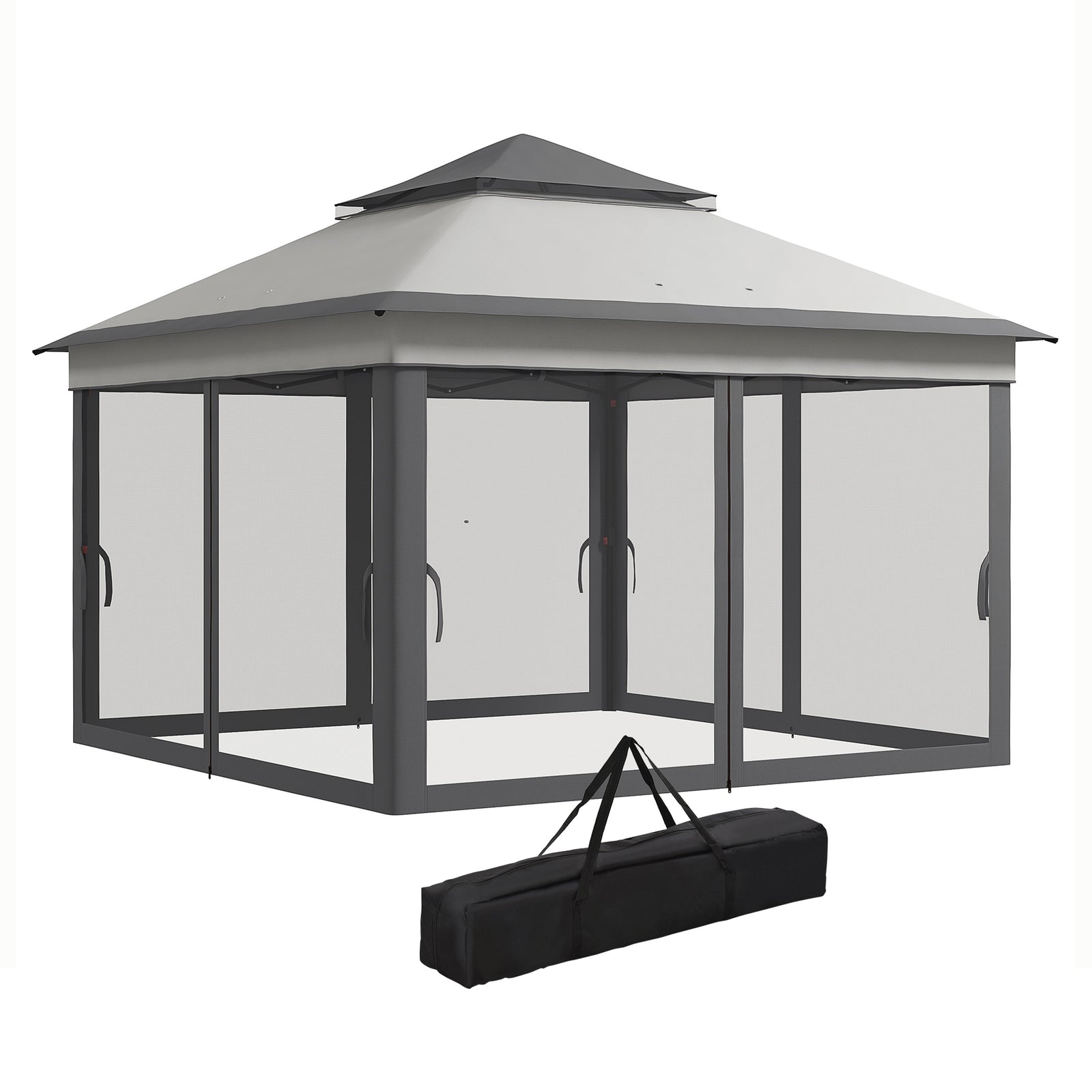 3 X 3(m) Pop Up Gazebo Tent With Netting, Height Adjustable | Gray