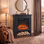 Freestanding Electric Fireplace Suite, 25" 1800w, Open Shelf | White