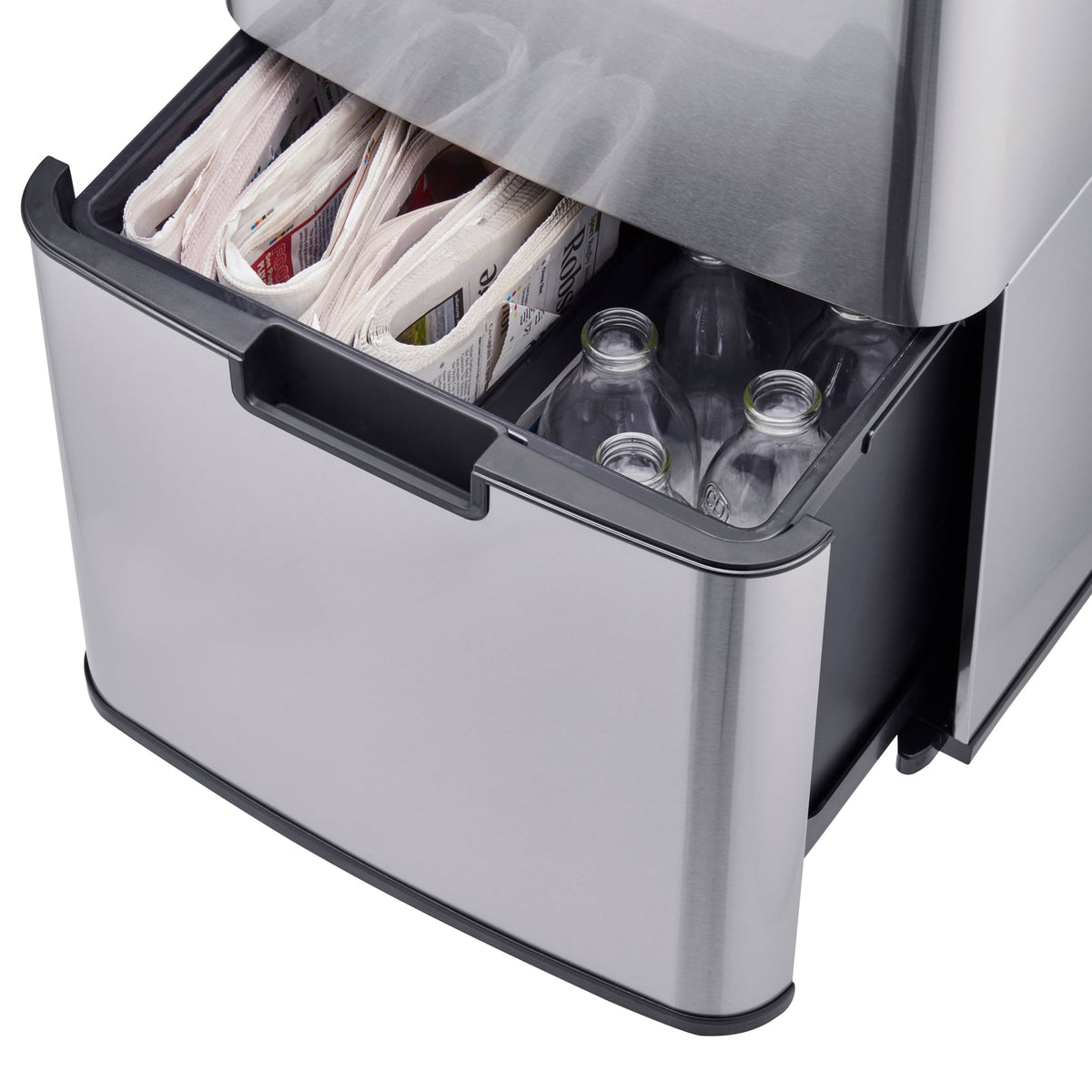 75l Sensor Recycling Bin With Food Caddy & 25 Bin Biodegradable Bags | 75L | Silver