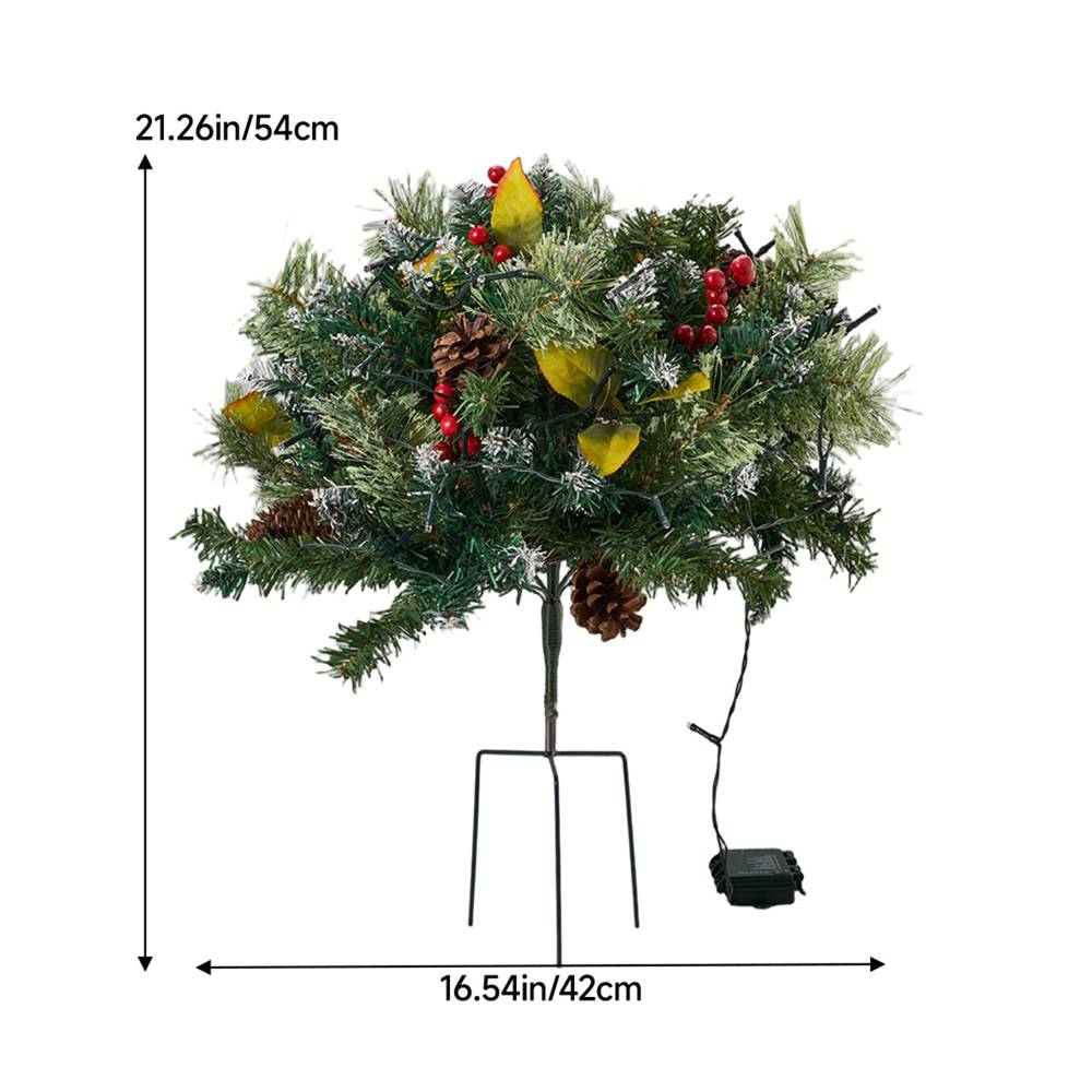 2pcs Artificial Pre-lit Christmas Planter Bushes Decorations