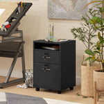 60cm Storage Cabinet With Drawers And Open Shelf | One Size | Black