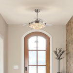 42inch Acrylic Crystal Ceiling Fan Light With 3 Blades 6-speed, With Remote Control And Timing Function