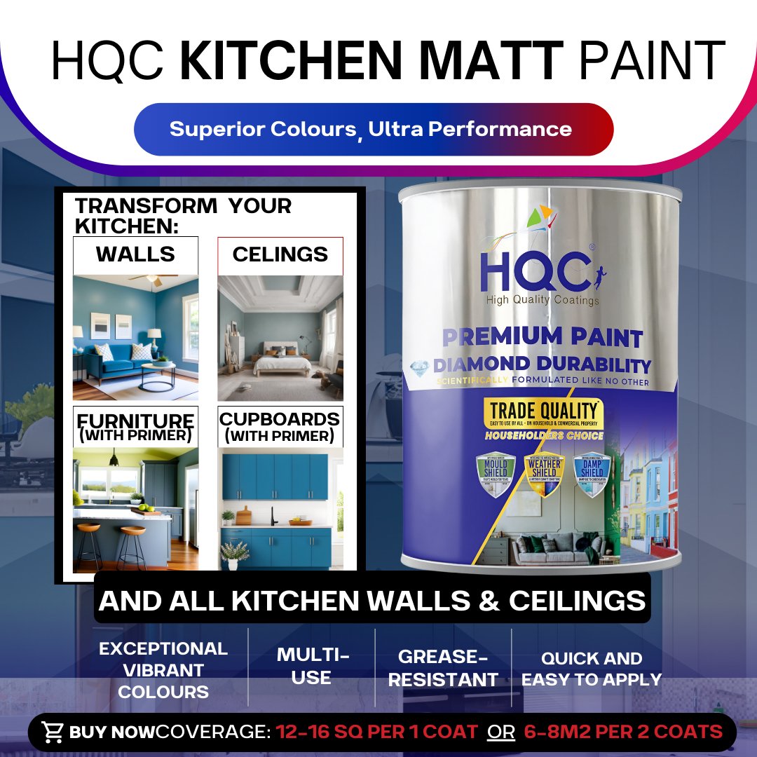 Durable Kitchen Matt Paint - Washable, Grease & Stain Resistant | 5l | Ivory