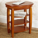 Swivel Top Side Table With Shelves Oak