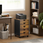 HOMCOM Filing Cabinet With 5 Drawers, Under Desk Drawer, Rustic Brown