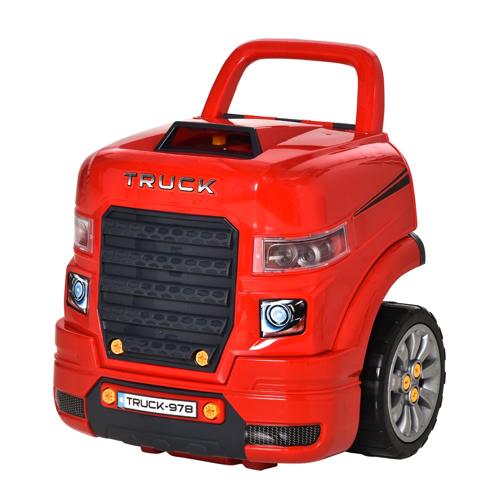 Kids Truck Engine Toy Set W/ Horn, Light, Car Key, For Ages 3-5 Years | Red
