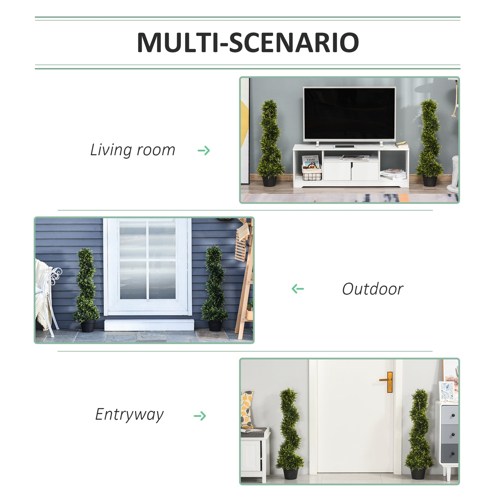 Set Of 2 90cm Artificial Spiral Topiary Trees With Pot