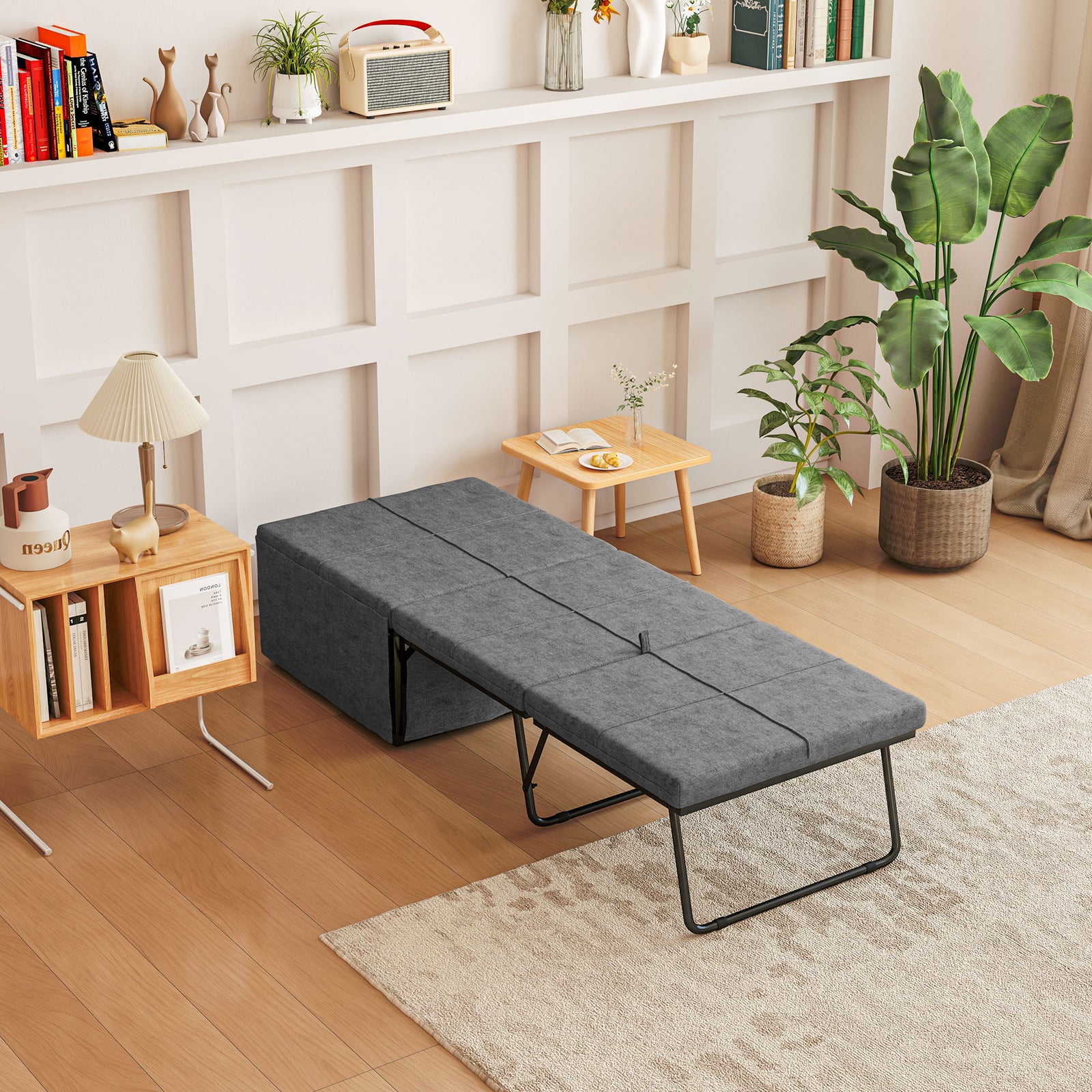 Linen Foldable Guest Bed Dust Cover And Metal Frame