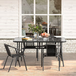5 Pieces Garden Dining Set Outdoor Tempered Glass Garden Table With Rattan Chairs