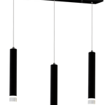 Carbon Black Led Pendant Lamp 3x5w Eye Catching Contemporary Cylindrical Lights With Built In Low Consumption Light Source
