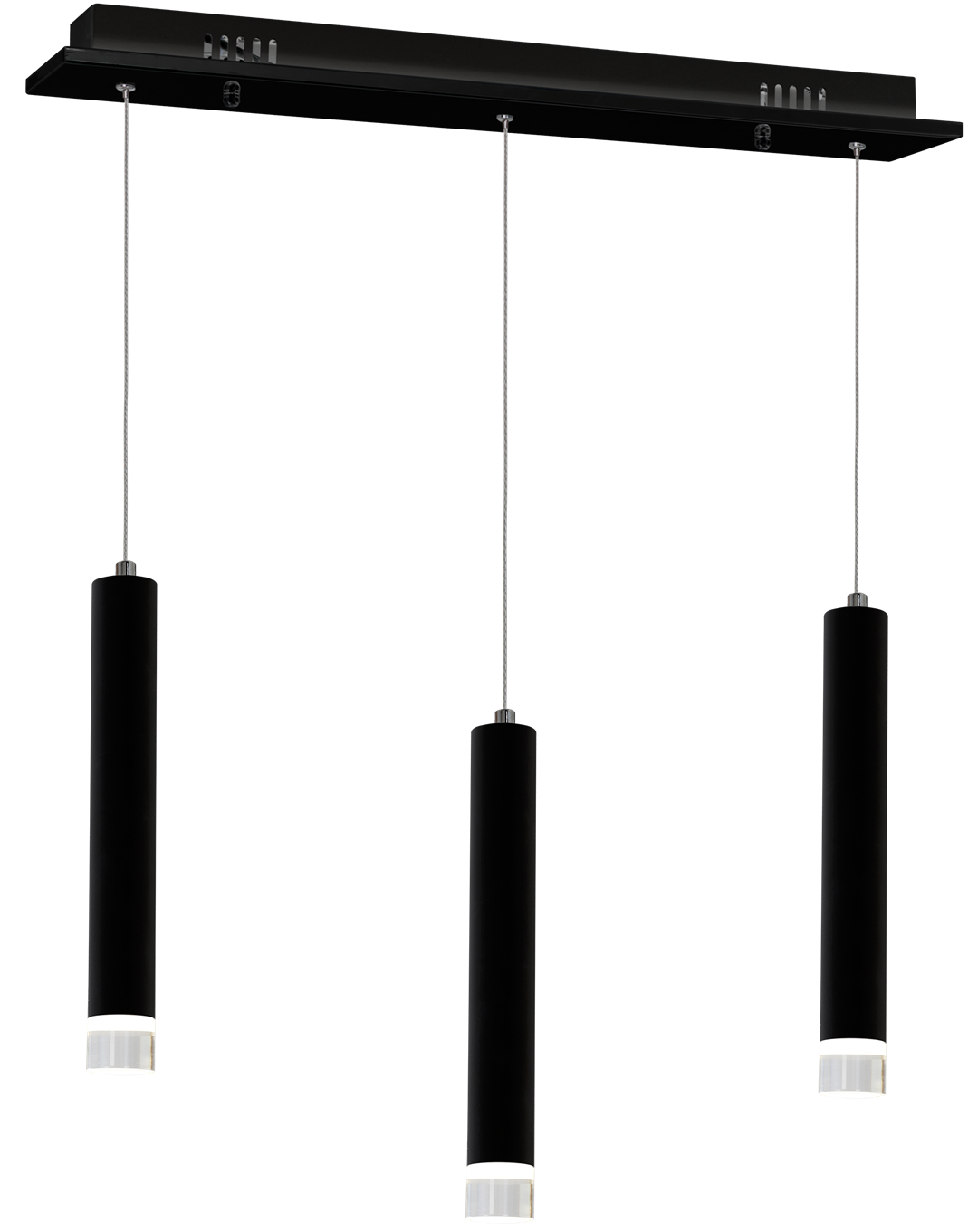 Carbon Black Led Pendant Lamp 3x5w Eye Catching Contemporary Cylindrical Lights With Built In Low Consumption Light Source