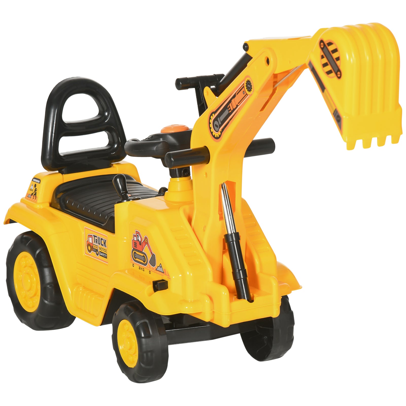 2 In 1 Kids Ride On Tractor With Buckle, For 1.5-4 Years Old, Yellow