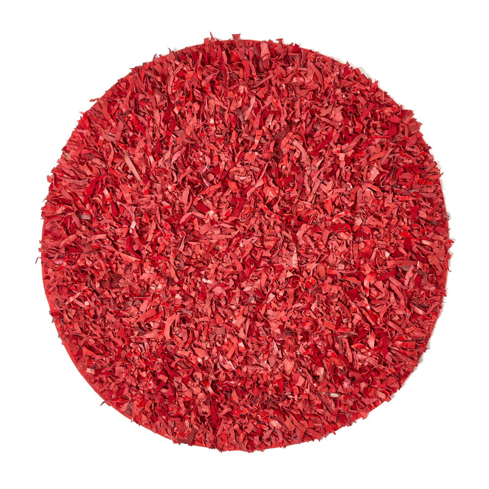 Dallas Leather Shaggy Rug | 150cm | Red
