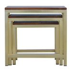 Solid Mango Wood Chunky Gold Stool Set Of 3