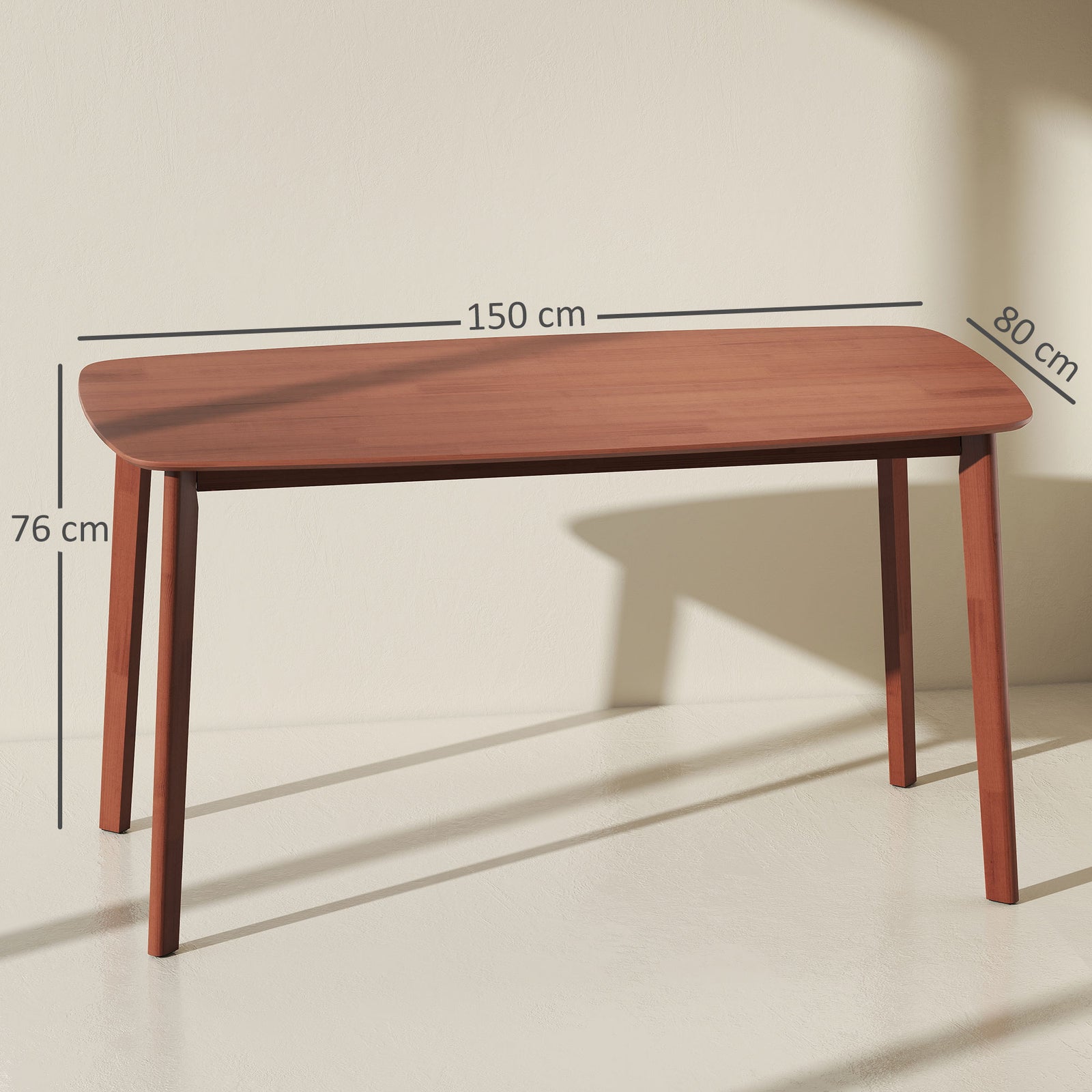 HOMCOM 150 Cm Rectangular Dining Table With Solid Wood Frame, Light Brown