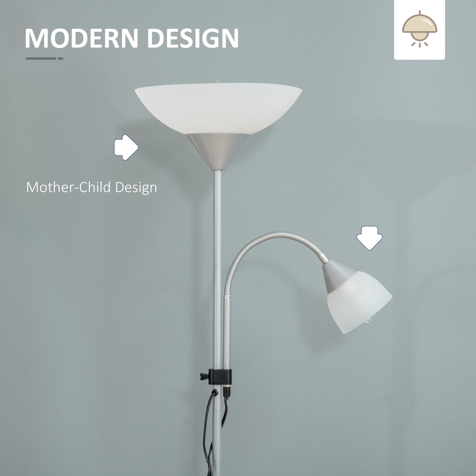 Mother-child Floor Lamp Duo Light Steel Frame 2 Switches