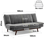 Mondaine Velvet Sofa Bed 3 Seater | Grey