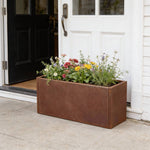 100/120cm W X 30cm D X 40cm H Rust Steel Flowerpot Outdoor Garden Weathering Metal Planter Box, Steel Planter With Drainage Hole | Small