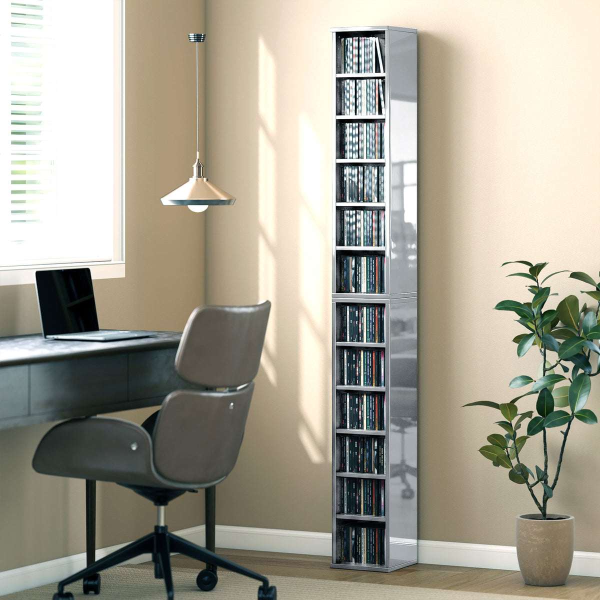 HOMCOM Set Of 2 Cd Storage Units With Adjustable Shelves, High Gloss