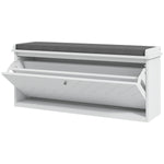 Shoe Bench With Flip Drawer, Cushion, 10 Pairs For Entryway