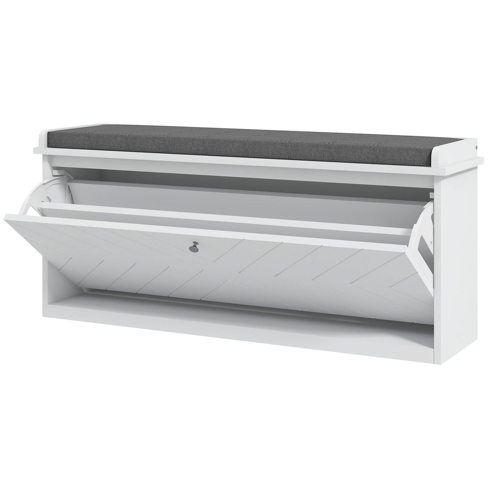 Shoe Bench With Flip Drawer, Cushion, 10 Pairs For Entryway