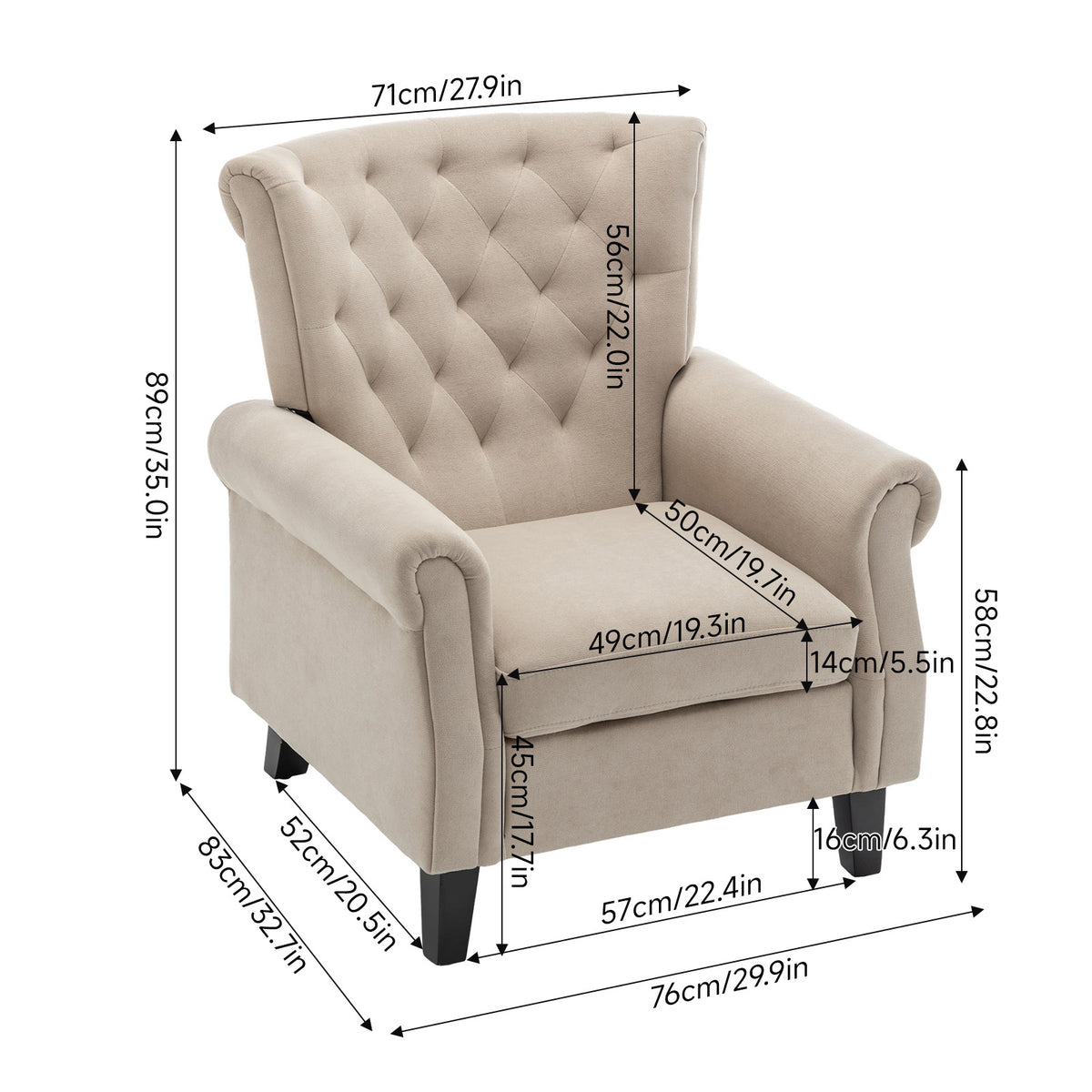 Modern Tufted Wingback Accent Chair Armchair
