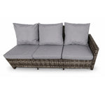 Indoor & Outdoor Living The Maldives Grey Aluminium 9 Seat Corner Gas Firepit Rattan Dining Set