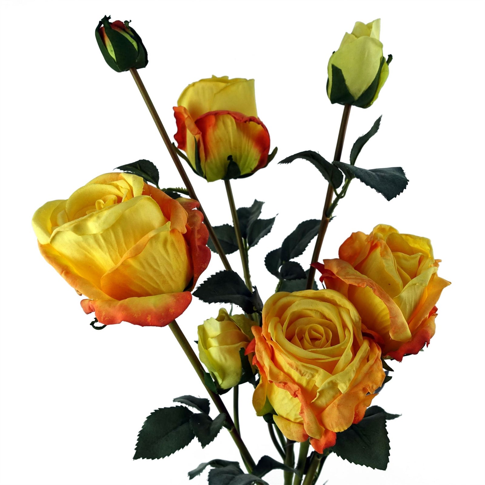 6 X 60cm Yellow Rose Artificial Flower Sprays 24 Flowers 18 Buds