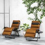 2 Pieces Zero Gravity Chairs, Reclining Folding Sun Lounger | Brown