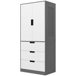 2 Door Wardrobe Wardrobe With 3 Drawer And Hanging Rod | One Size