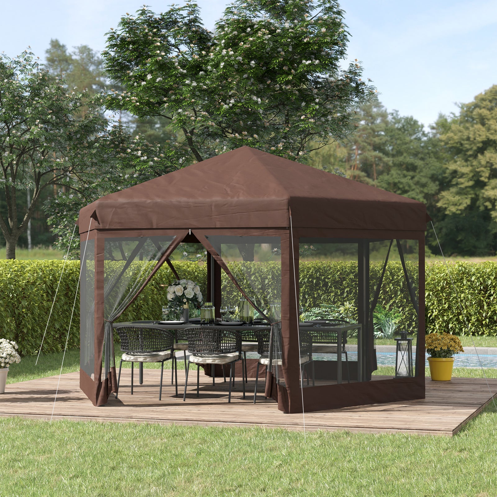 4x4m Garden Gazebo Tent Outdoor Metal Adjustable Sunshade