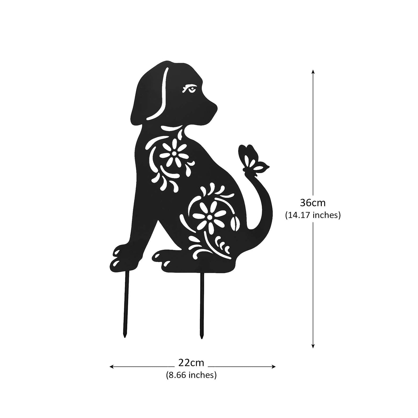 Metal Dog Silhouette Garden Ornament Outdoor Garden Decor