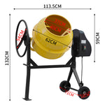 Electric Portable Cement Concrete Mixer With Wheels | 140l | Yellow