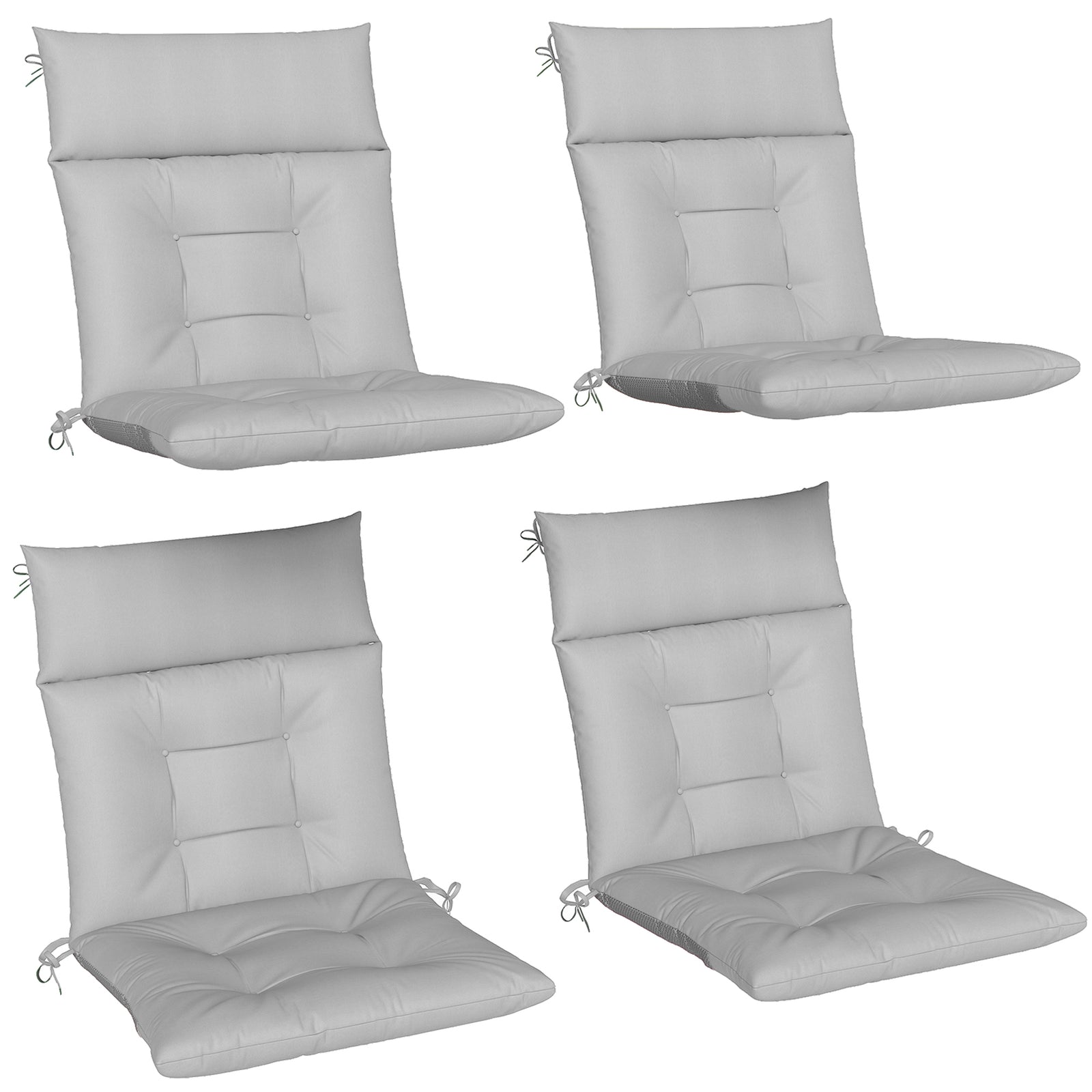 Garden Chair Cushions Set Of 4, Waterproof Seat Pads | Light Grey