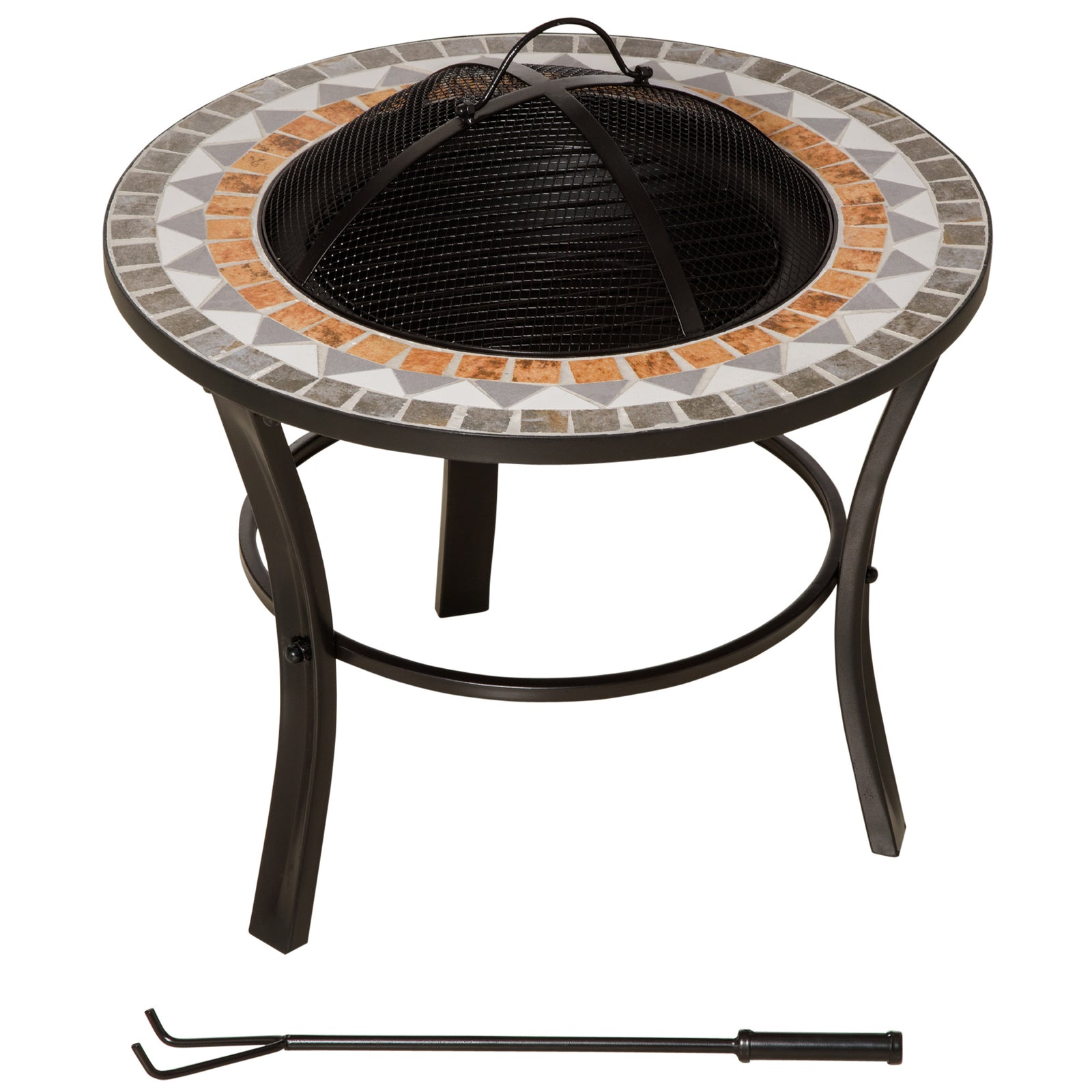 60cm Fire Pit W/ Mosaic Outer & Poker