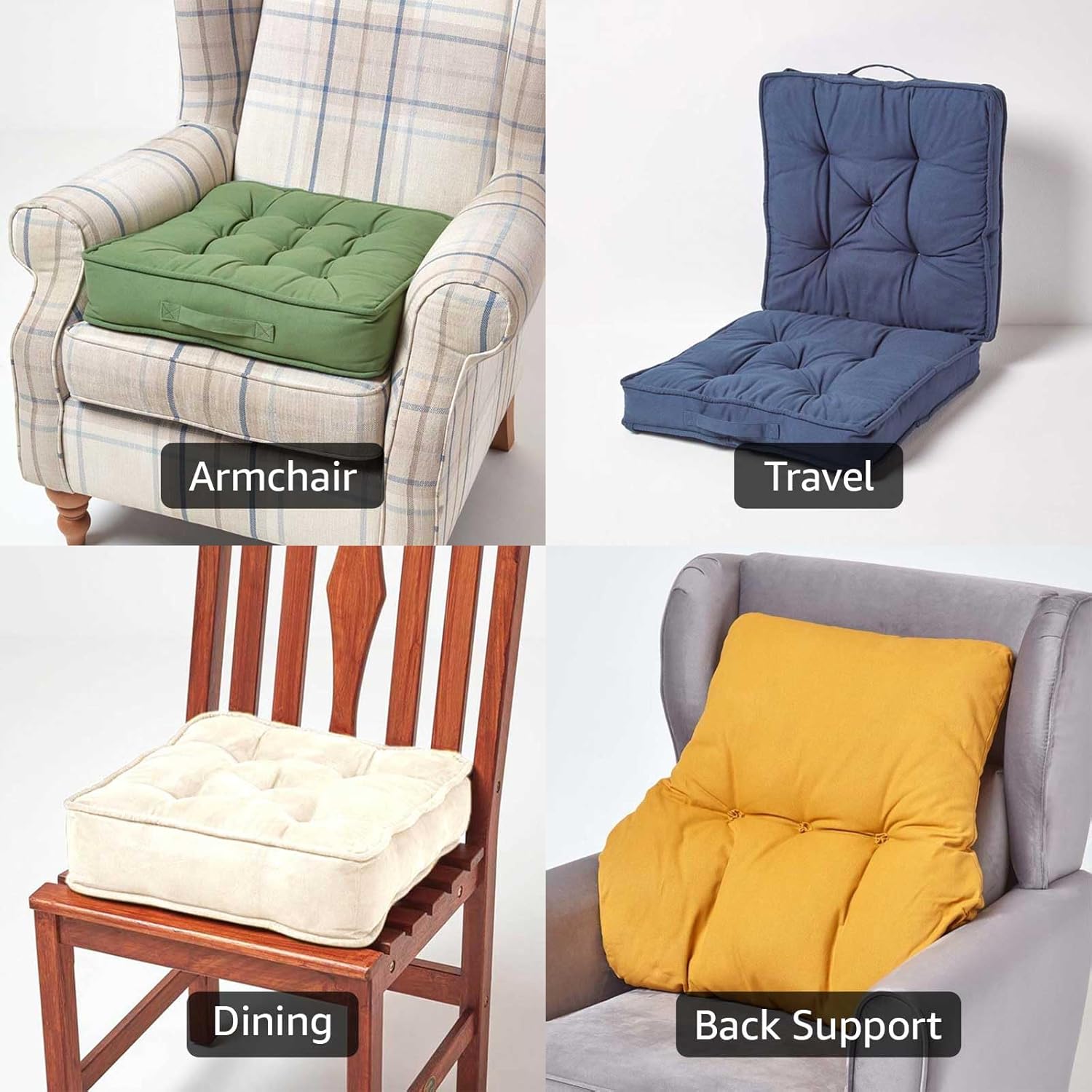 Cotton Dining Chair Booster Cushion | 40cm x 40cm | Charcoal Grey