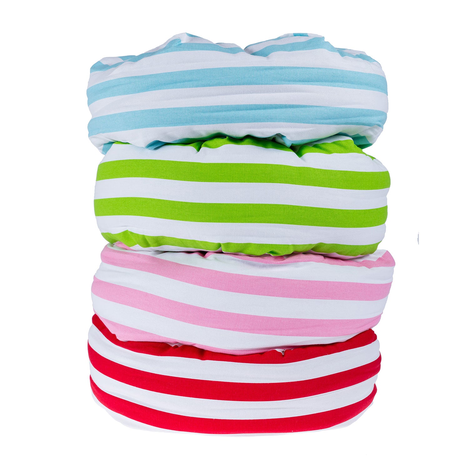 Striped Pleated Round Floor Cushion | 40cm x 40cm | Green