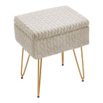 Rectangle Upholstered Storage Ottoman Vanity Stool