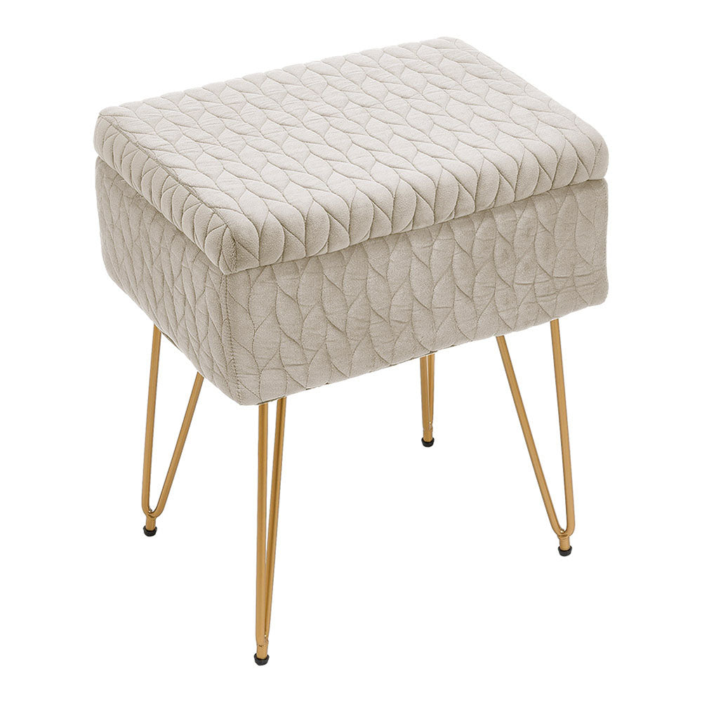 Rectangle Upholstered Storage Ottoman Vanity Stool