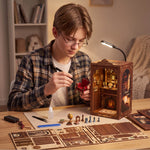 Book Nook Kit For Adults Wooden Miniature Bookstore With Led Walnut