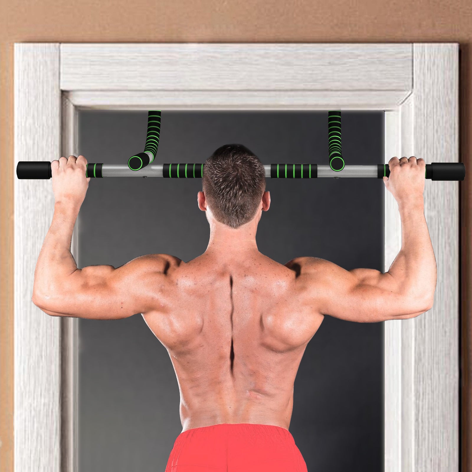 Pull-up Bar For Doorway, Home Fitness Door Horizontal Bar | Green