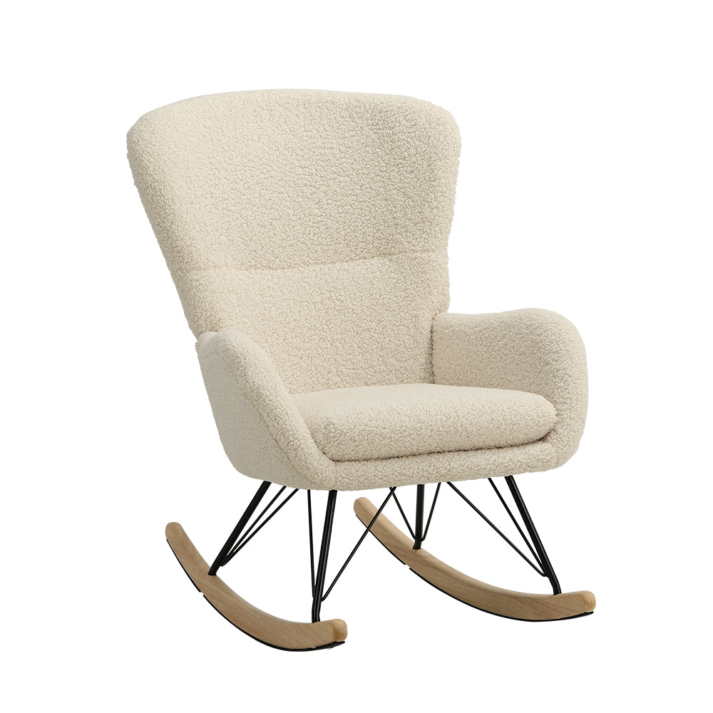 Contemporary Faux Wool Rocking Chair With Removable Cushion